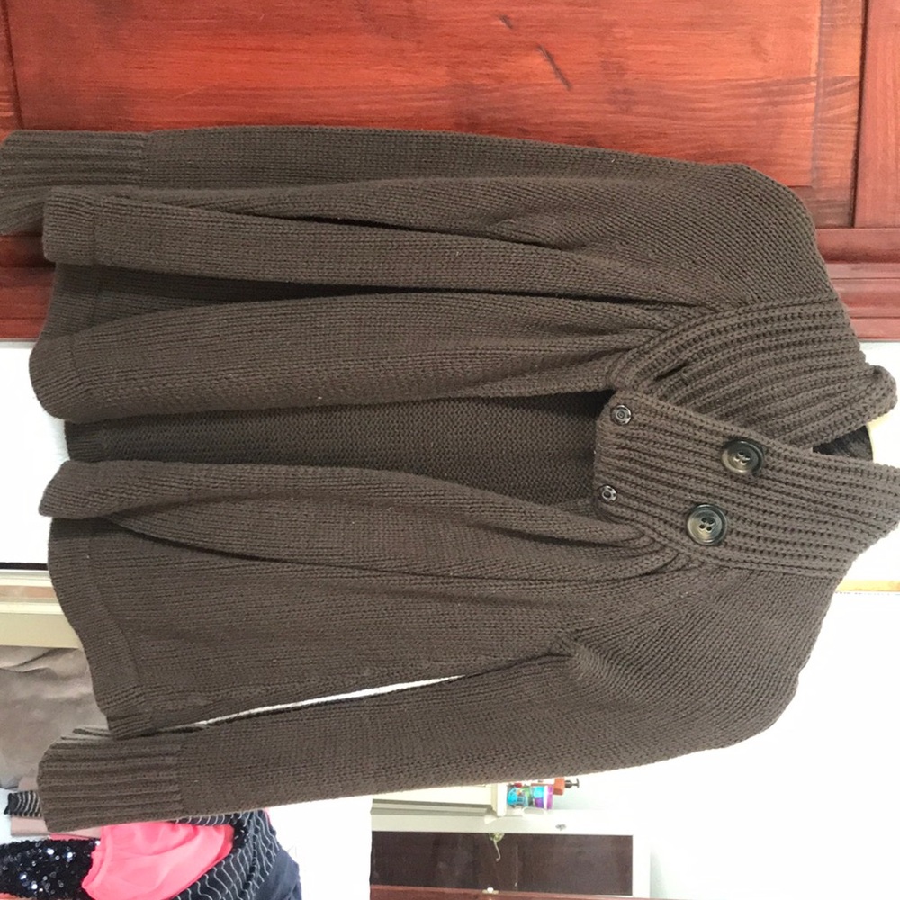 Brown cardigan/cowlneck with buttons